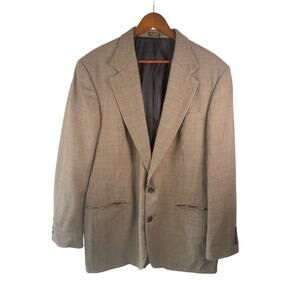 Oscar De La Renta Mens 44R Blazer Brown Houndstooth Sport Coat Classic 2-Button